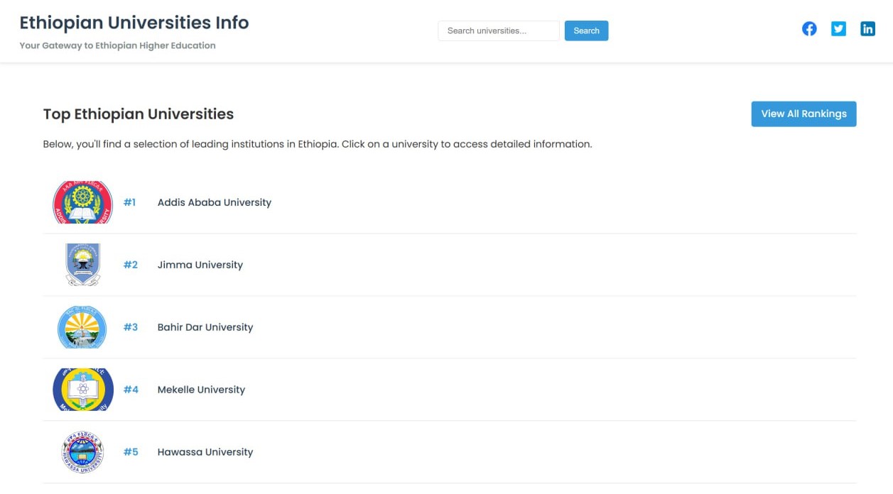 Ethiopian University Info