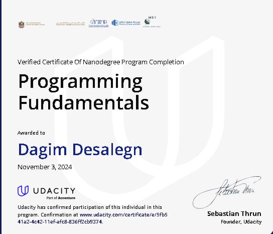 Programming Fundamentals Certificate