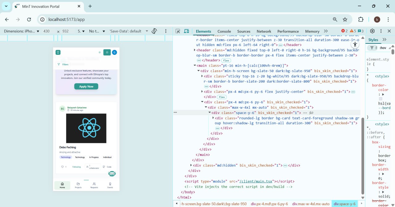 Mint Innovation Portal React App
